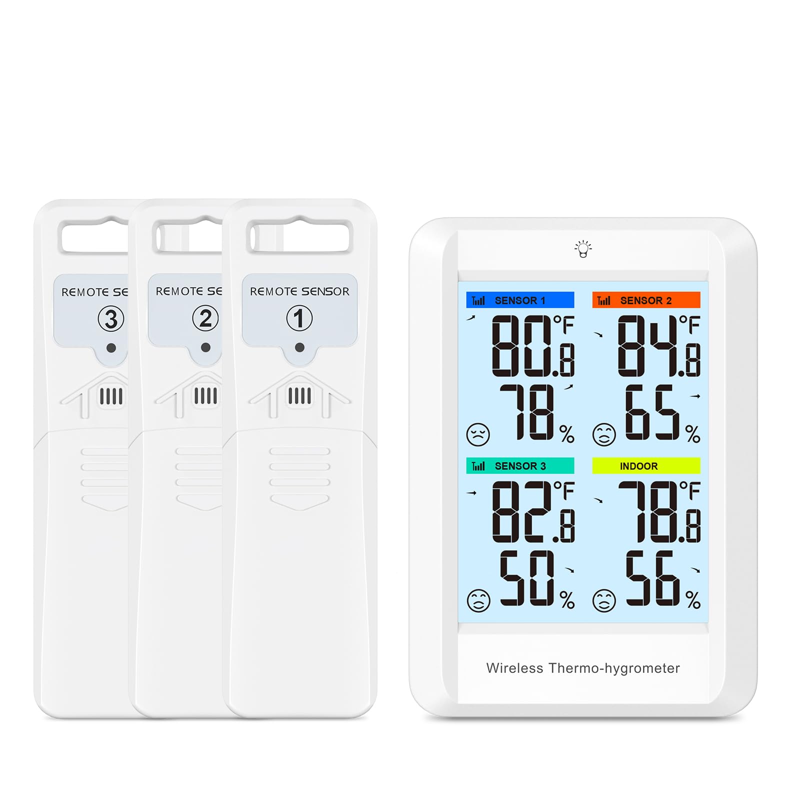 Ankilo Indoor Outdoor Thermometer Hygrometer Weather Stations, Digital Hygrometer Wireless Indoor Thermometer with Backlight, Temperature Humidity Monitor Gauge with 3 Remote Sensors, 328ft Range