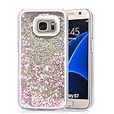 Galaxy S7 Case, VEGO Glitter Liquid Bling Transparent Sparkle Floating Case Cover for Samsung Galaxy S7 (Pink)
