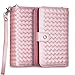 iPhone 8 Plus Case, iPhone 7 Plus Wallet Case, Pasonomi Premium Woven Pattern PU Leather Zipper Case Slim Cover with Strap and Credit Card Slot for Apple iPhone 8 Plus & 7 Plus (Woven Rose Gold)