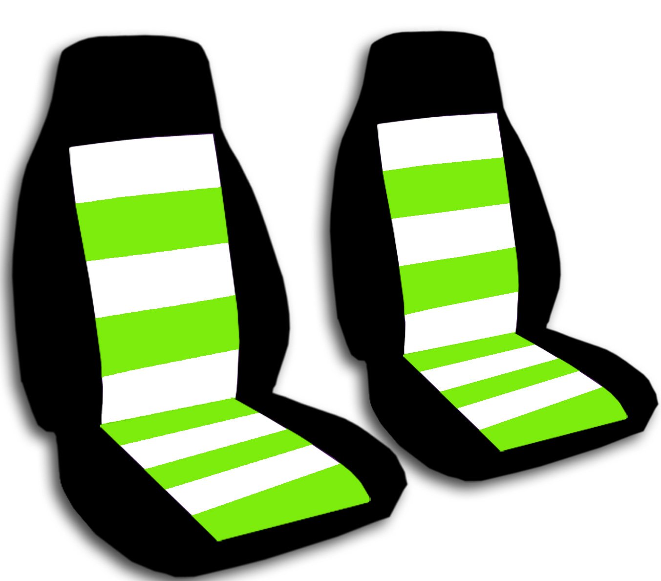 2 Front seat covers. Lime Green and White Stripe seat