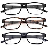 HIYANJN 3 Pack Progressive/Bifocal Reading Glasses for Men Blue Light Multifocal Readers With Rectangular Frame Lightweight
