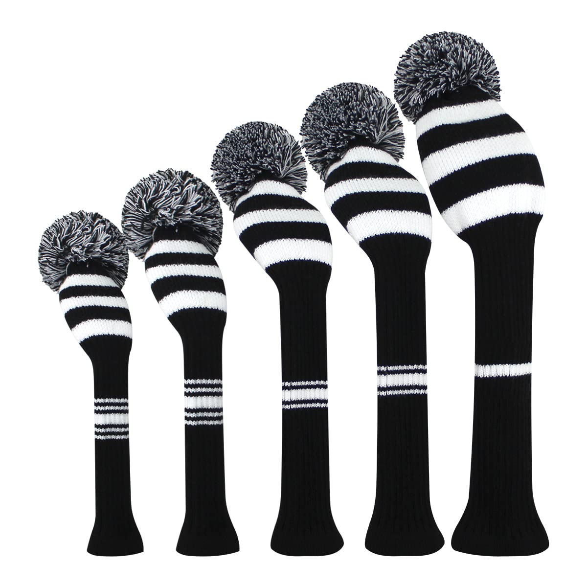 Scott Edward Golf Head Covers for Woods 5 PCS Knit Golf Club Cover Driver Cover*1 Fairway Wood*2 Hybrid (UT)*2 โ image 1