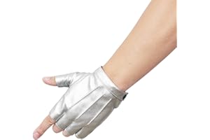 JISEN Men PU Leather Punk Half Finger Snap Performance Gloves