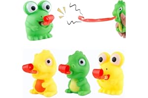 LBKKC Easter Basket Stuffers Rubber Frog Dinisaur Toys Tongue Sticking Out, Creative Party Favor, Novelty Relief Stress Squeeze Toys Funny Gags Gifts for Kids Adults ,Sensory Toys , 4 Pack