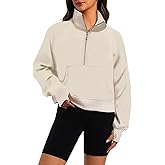 XFIFM Womens Sweatshirts Half Zip Cropped Pullover Fleece Quarter Zipper Hoodies Fall Fashion Outfits Clothes