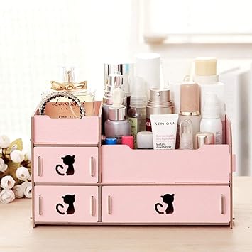 Amazon Com Clgty Makeup Organizer Drawers Wooden Cosmetic
