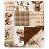 Highland Cow Baby Blanket, Western Minky Blankets for Boys Girls, Nursery Room Decor, Soft Warm Lightweight Nursery Bed Blanket for Newborn Toddlers Son Daughter