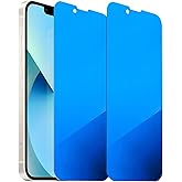 BWEDXEZ 2 Pack Anti-Blue Privacy Tempered Glass for iPhone 13 Pro/iPhone 13 /iPhone 14/ iPhone 16e Anti-Spy Screen Protector Film Electroplated Blue 6.1 inch