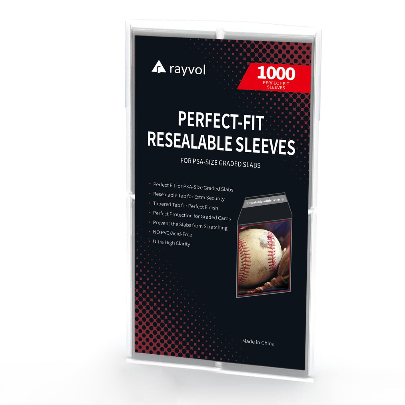 Photo 1 of Rayvol Resealable Graded Card Sleeves for PSA Slabs, Exact Fit Sleeves for CSG, CGC, FGS, FCG and Similar (1000pcs)
