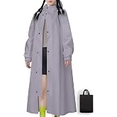 RINJOY Women's Long Waterproof Raincoat, Hooded Lightweight Rain Poncho | Reusable Material, Flattering A-Line Fit, Adjustable Hood and Velcro Cuffs, Rainy Day Protection, Daily Commute Travel Hiking