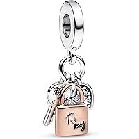 Amazon.com: PANDORA Two-tone Key, Padlock & Heart Triple Dangle