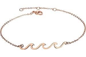 Lauren-Spencer Wave Anklet for Women Gold Silver Plated Beach Ankle Bracelets Ocean Wave Boho Anklets Adjustable Summer Foot Jewelry for Women Teen Girls Birthday Gifts