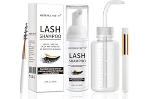 Eyelash Extension Cleanser 50 ml + Brushes + Rinse Bottle Eyelid Foaming Cleanser, Lash Foam Shampoo for Extensions and Natur