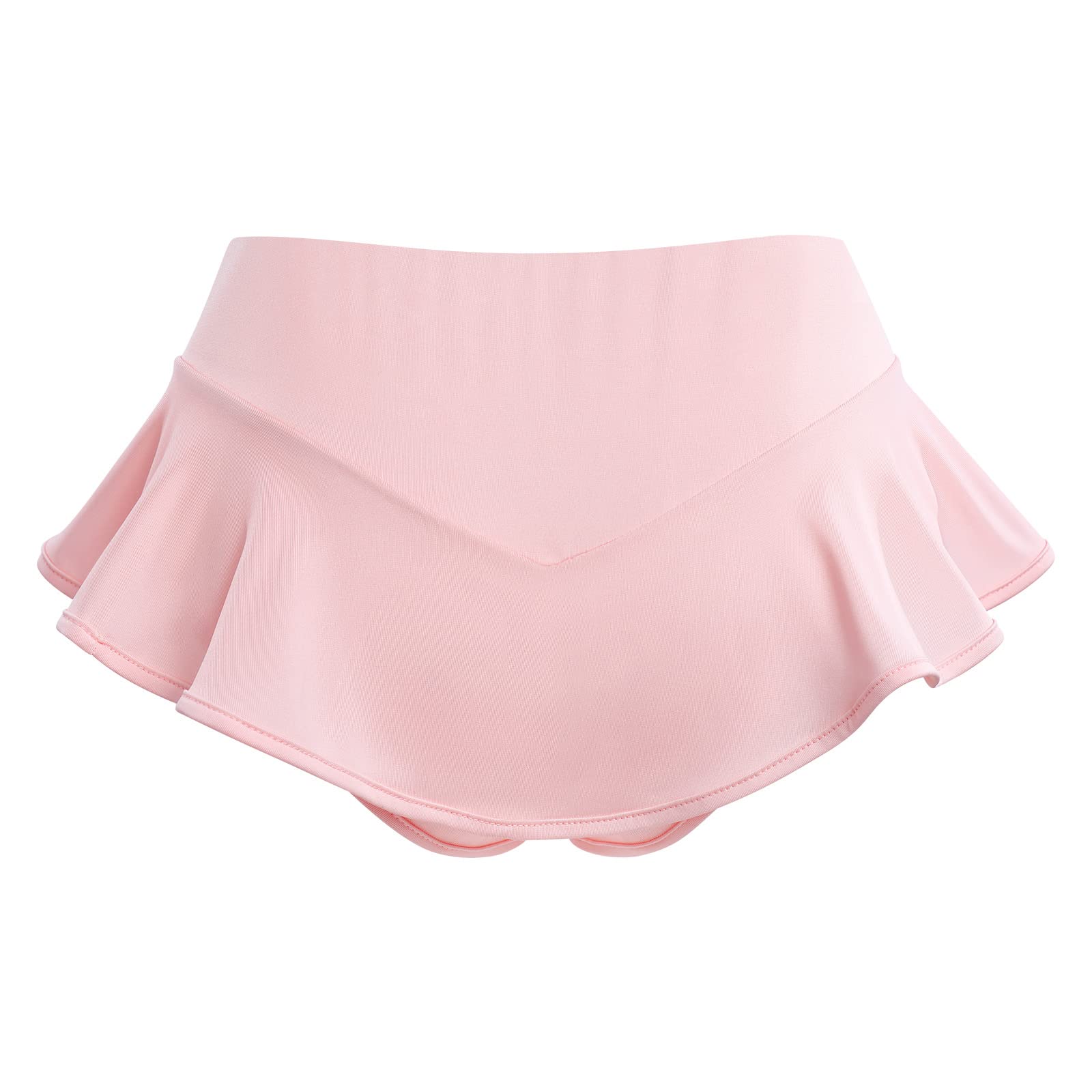 Photo 1 of Women's High Waist Ruffle Yoga Shorts Gym Workout Rave Booty Dance Mini Hot Pants Tights Bottoms Active Skirted Panties Pink