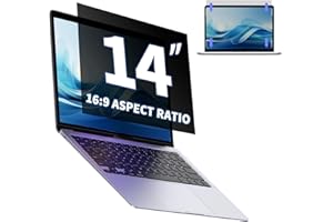 Dabernur 14 Inch Laptop Privacy Screen Filter for 16:9 Widescreen Display - Removable Computer Monitor Privacy Shield and Anti-Glare Protector