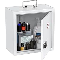 Uniclife Wall Mount Medicine Cabinet with Combination Lock & Handle Locking First Aid Cabinet Lockable Medical Cabinet Medium