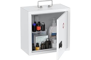 Uniclife Wall Mount Medicine Cabinet with Combination Lock & Handle Locking First Aid Cabinet Lockable Medical Cabinet Medium