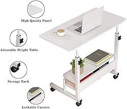 Adjustable Height Mobile Computer Desk for Small