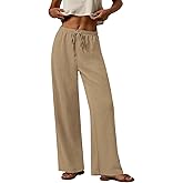 PRETTYGARDEN Womens Summer Elastic Waist Textured Flowy Palazzo Pants for Women Casual Wide Leg Pants Woman with Pockets