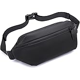 Entchin Crossbody Fanny Pack for Men Women, Large Waist Bag with 4-Zipper Pockets, Premium Belt Bag for Workout Traveling Camping Cycling (Black)