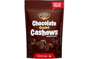 Platinum - Chocolate Coated Cashews 12 oz Resealable Pouch | Chocolate Candy Covered Flavored Cashew, Roasted Nuts | Individual Snack Packs for On the Go, Work, School, Valentines Day