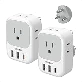 TESSAN Type M Adapter for South Africa, PD 20W 2 Pack | 4 AC Outlets, 3 USB Ports (1 USB C), US to South Africa Botswana Namibia Nepal Bhutan