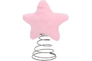 Christmas Tree Topper, Plush Star Xmas Tree Topper with 16.5cm Diameter for Farmhouse Holiday Decor (Pink)