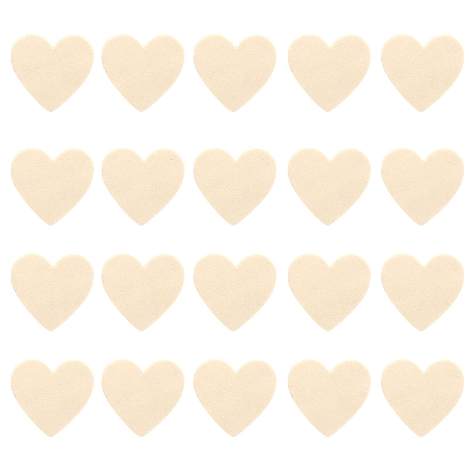 20Pcs Unfinished Heart Wood Blank Wooden 1.9 x 1.9in for Wedding Guest Signing Frame Album DIY Crafts Projects