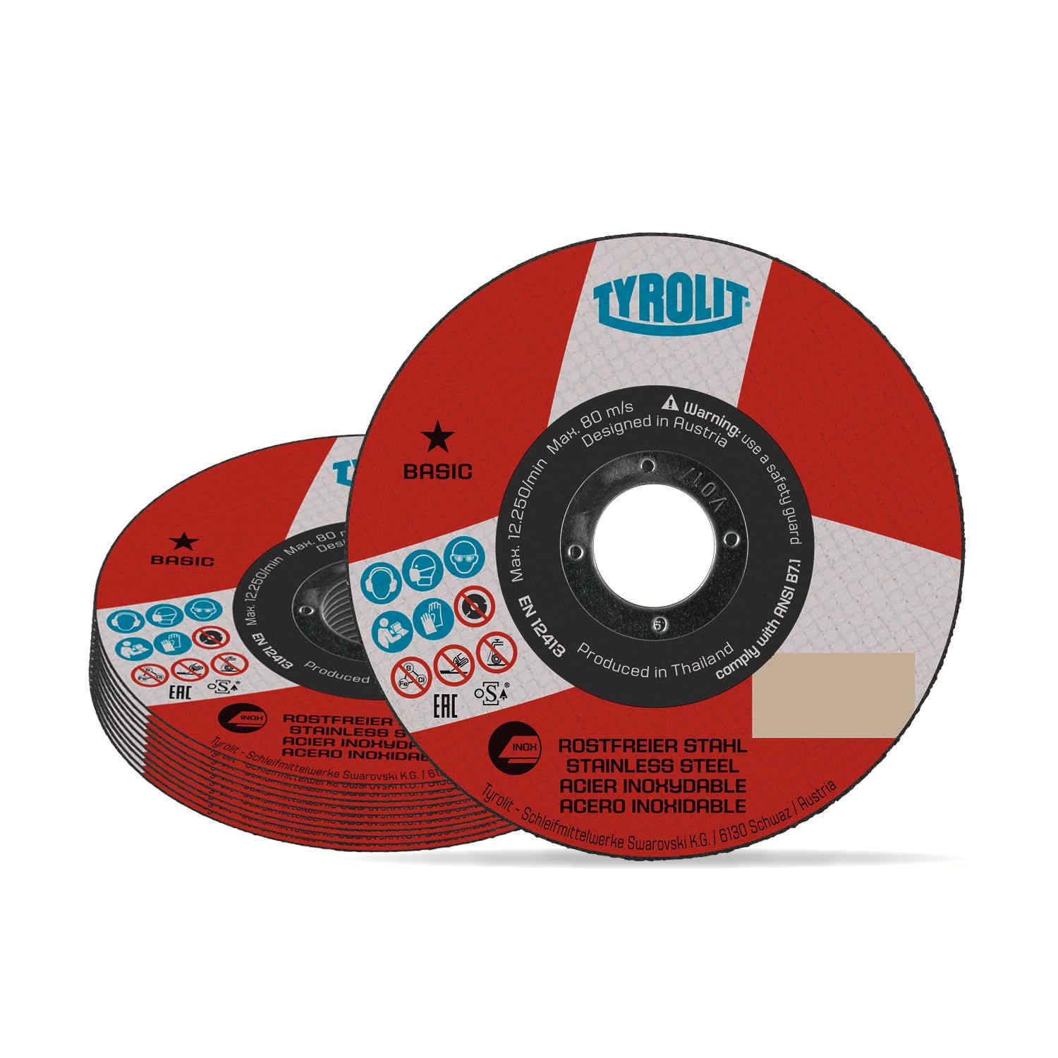 TYROLIT BASIC Super-Thin Cut-Off Wheel for Stainless Steel - 125mm Cutting Discs - Metal Angle Grinder Discs - 125 x 1.0 x 22.23 mm - 25-Pack
