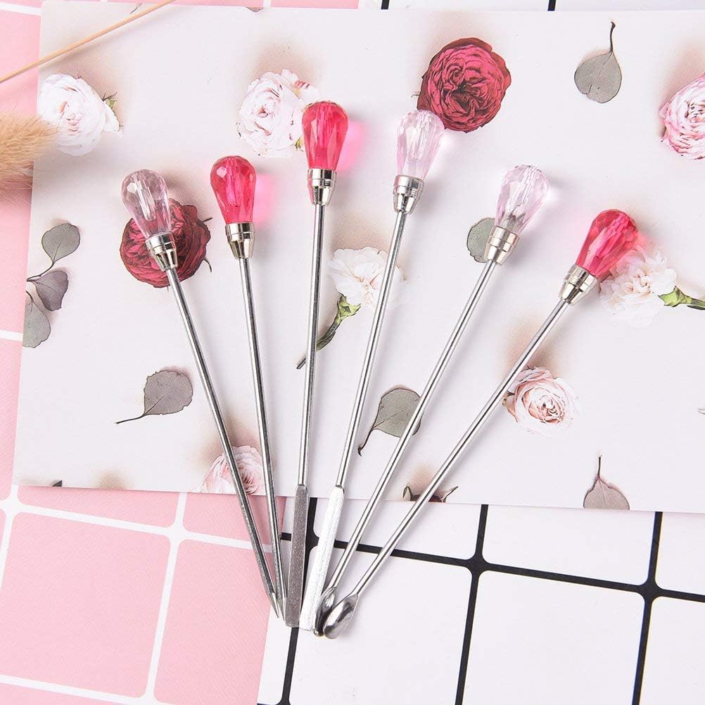 Lsmaa 3 Pcs Nail Art Stirring Rod Tools DIY Mixing UV Gel Powder Liquid Glue Rhinestone Spoon Spatula Needle Stick Dabber Manicure Pedicure Nail Dotting Picker