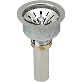 Elkay LK99 3-1/2" Deluxe Drain with Type 304 Stainless Steel Body, Strainer Basket, Rubber Seal, and Tailpiece