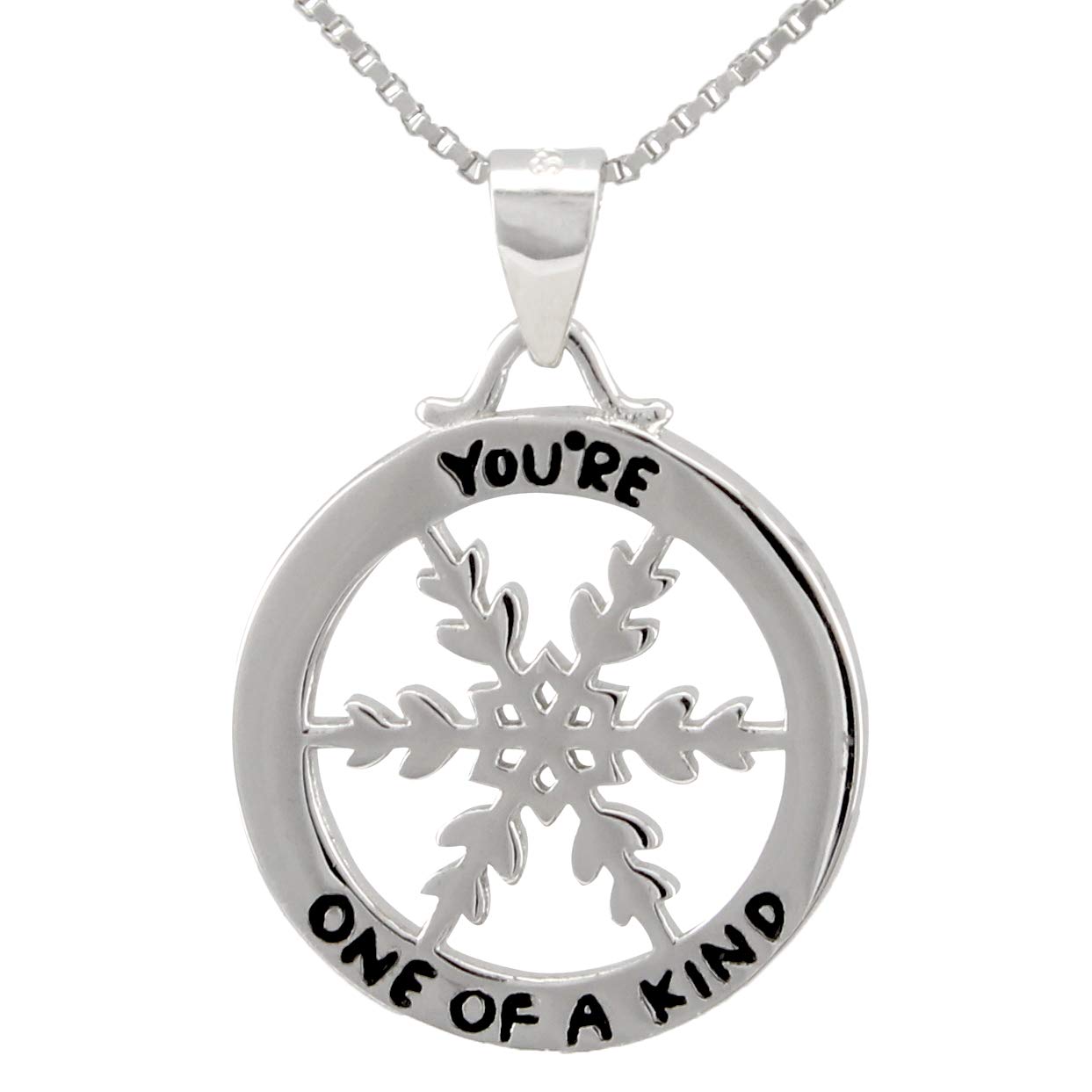 Serebra Jewelry Snowflake Pendant Necklace 'You're one of a Kind' 925 Sterling Silver Gift