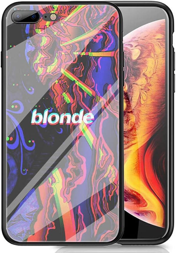 RUIWEI RWNO-252 Frank Ocean Rapper Designed for iPhone 7 Plus/8 Plus Case，Tempered Glass Back Cover and Black Anti-Scratch Shock Absorption Cover Case