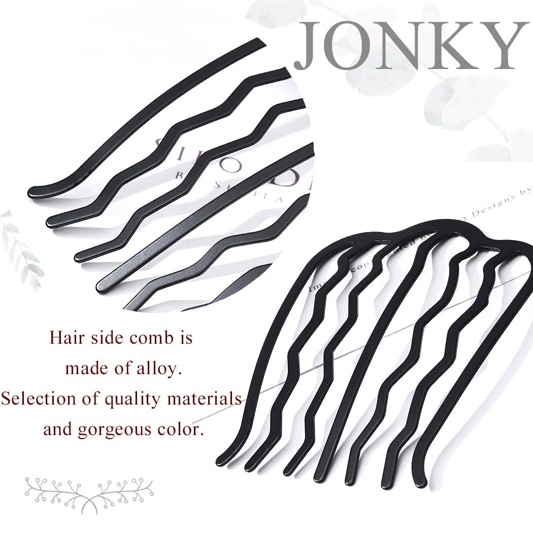 JONKY Vintage Alloy Paint U Shape Black Hair Side Combs Hair Tools for Hairstyle Hair Accessories Hair Side Combs Updo Combs Work Party Gifts for Women and Girls （Black） : Beauty
