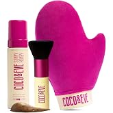 Coco &amp; Eve Self Tanner Kit - Bronzing Foam, Tanning Mitt, Brush - Dark | Sunless Self Tan Mousse for Body, Natural Looking Glow for Women &amp; Men, Bronzes Skin, Streak Free, Mess Free Applicator