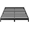 Yicensen 6 Inch Low Profile Queen Bed Frame Rounded Corner No Box Spring Needed, Heavy Duty Metal Queen Size Platform Bed Frame, Easy Assembly, Noise Free, Black