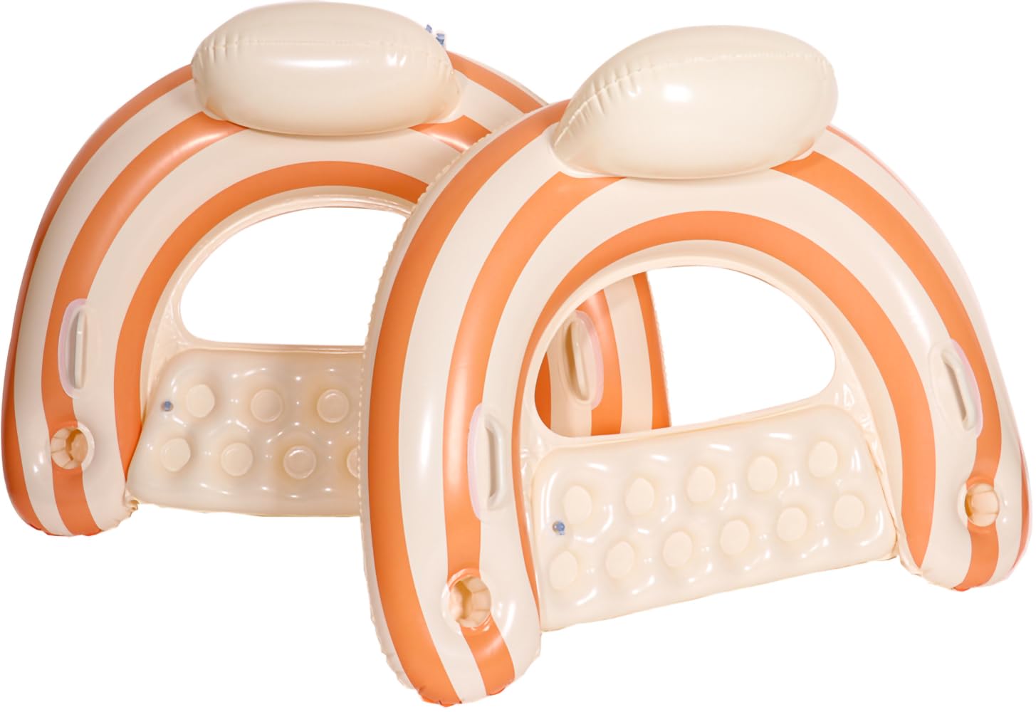 Photo 1 of 2 pcs Inflatable Pool Float Chair - 43" Striped Pool Floaties Chair Floats Loungers for Swimming Pools Floating Lounger with Cup Holders Party Floaties for Adults (Orange)