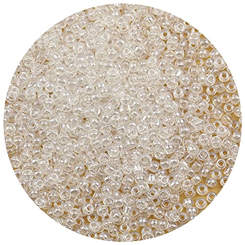 Bala&Fillic Crystal Pearl Color 4mm Seed Beads About 1200pcs/100Grams in Bag, 6/0 Glass Craft Beads for Making Bracelet and Necklace (Crystal Pearl) — image 1
