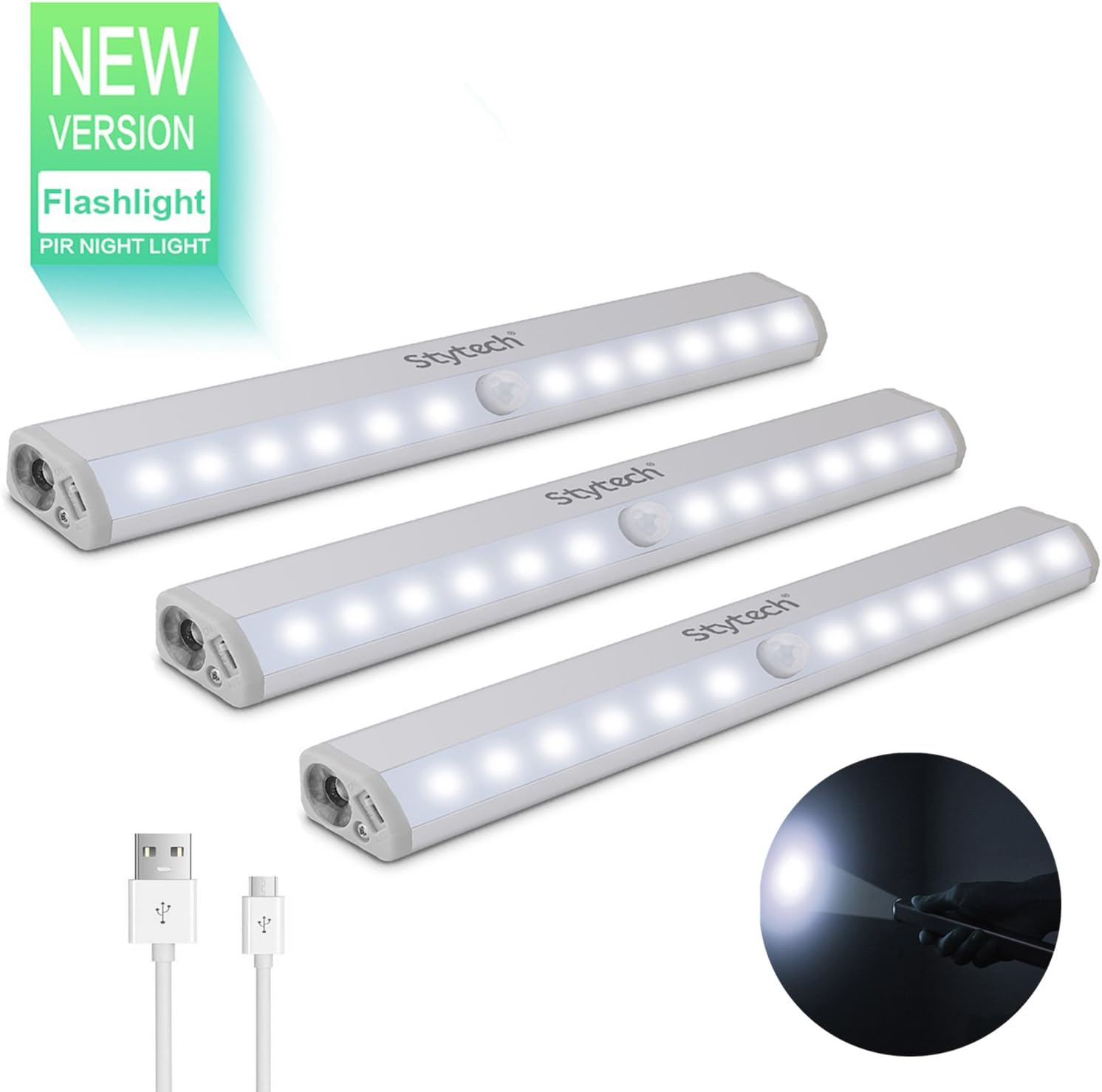 Usb Rechargeable Led Motion Sensor Light With Flashlight Medicine Cabinet Lighting Stick Anywhere Portable Closet Light Night Light Bar Amazon Ca Electronics