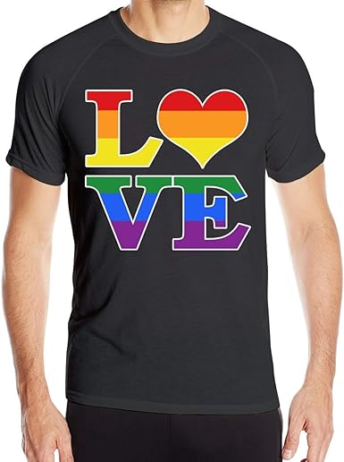 Gay Love Rainbow Heart Camiseta de Manga Corta para Hombre Gay & Lesbian Pride para Hombre Camisetas de Jogging de Secado Rápido: Amazon.es: Ropa y accesorios