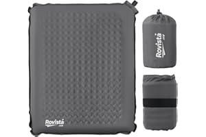 Rovista Larger Self-Inflating Airplane Seat Cushion for Long Flights – Portable Travel Cushion Airplane Seat - Memory Foam Travel Seat Cushion Providing Pressure Relief（Grey）