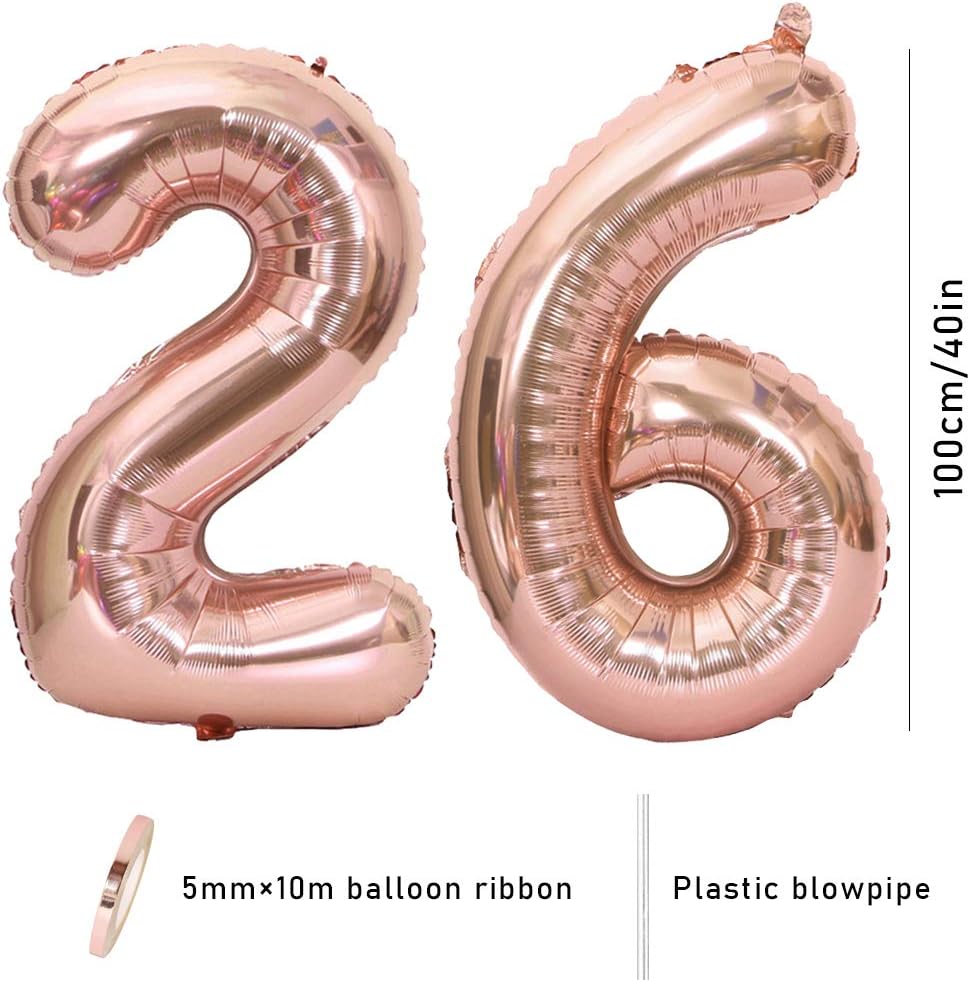 Ceqiny 40 Inch Giant Mylar Balloon, 26th Number Alphabet Foil Balloon for Birthday Party Wedding, Bridal Shower, Engagement - Image 3