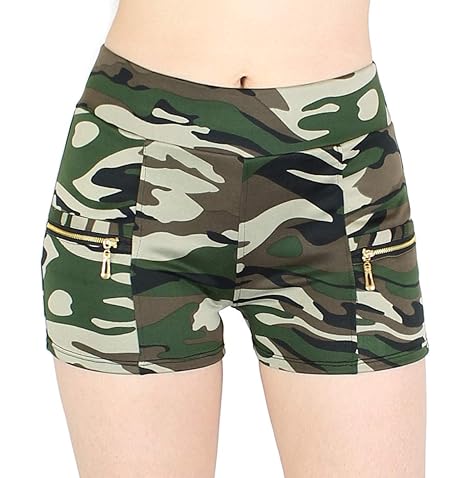 dy_mode Damen Shorts Hot Pants Army Camouflage Look Kurze Hose - 2LG201