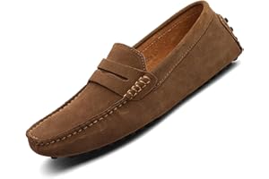 DADAWEN Men's Penny Loafers Slip-On Suede Moccasins Driving Shoes Light-Weight Big Size Deck Boat Shoes
