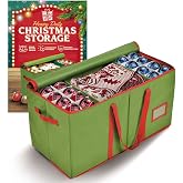 Holiday Cheer Premium Christmas Ornament Storage &ndash; Christmas Storage Container Perfect for Holiday Decorations and Ornament Storage Box &ndash; Fits 128 Holiday Ornaments &ndash; Tear-Proof Fabric