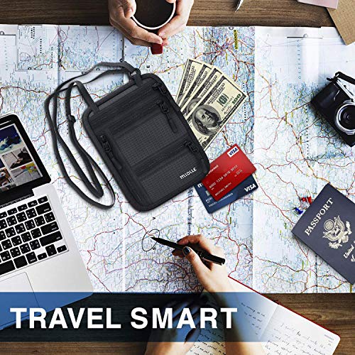 Neck Wallet Passport Holder Neck RFID Blocking Travel Pouch Travel Neck