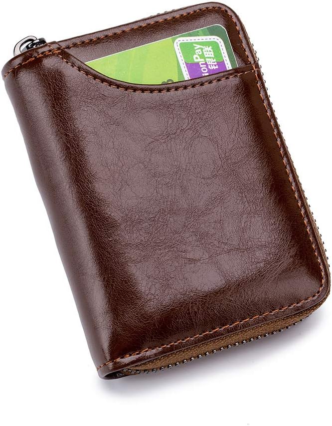 Amazon Co Jp ブランドレザーrfidレディースオーガナイザージッパーカードホルダー メンズミニマリストビジネスクレジットカードホルダー 12カードスロット ブラウン 家電 カメラ