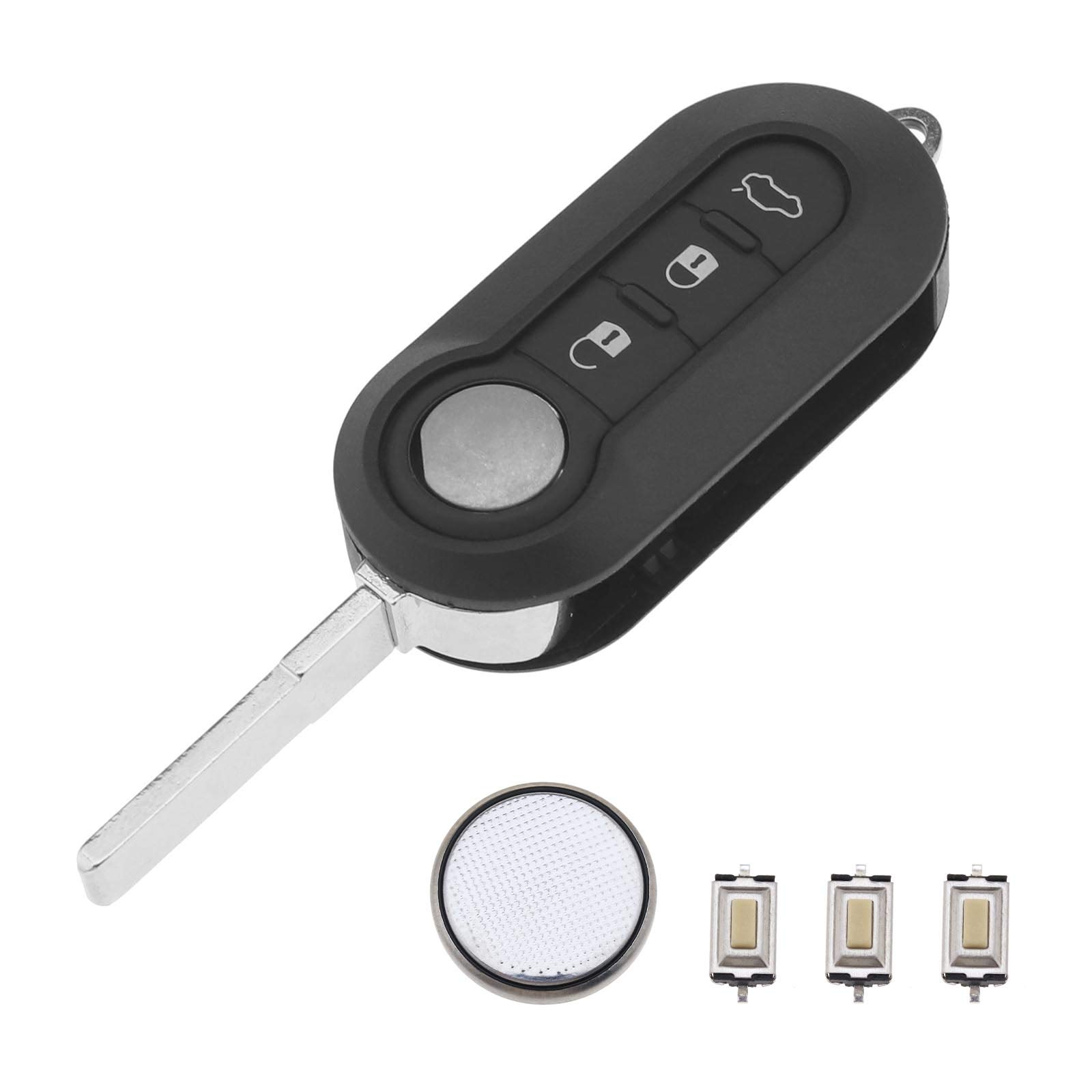 OTOTEC 3 Button Remote Key Fob Case Repair Kit, 9170KV, 71752289, 71749374, 71776098, 60006266799 Compatible with Fiat 500 Ducato Doblo Punto (Uncut Blade)