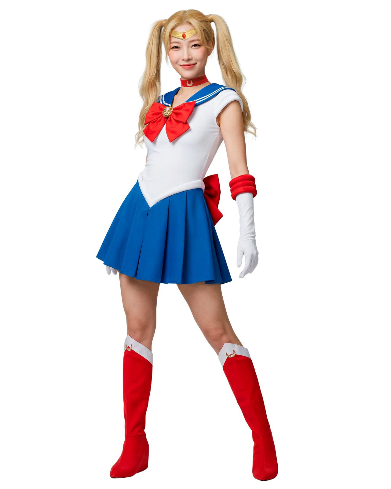 Funidelia Official Luna Costume - Sailor Moon for Women, Includes Dress, Choker, Tiara, Gloves and Boot Covers, Anime, Cosplay - Outfit for Adults for Carnival and Halloween - Size XS Blue