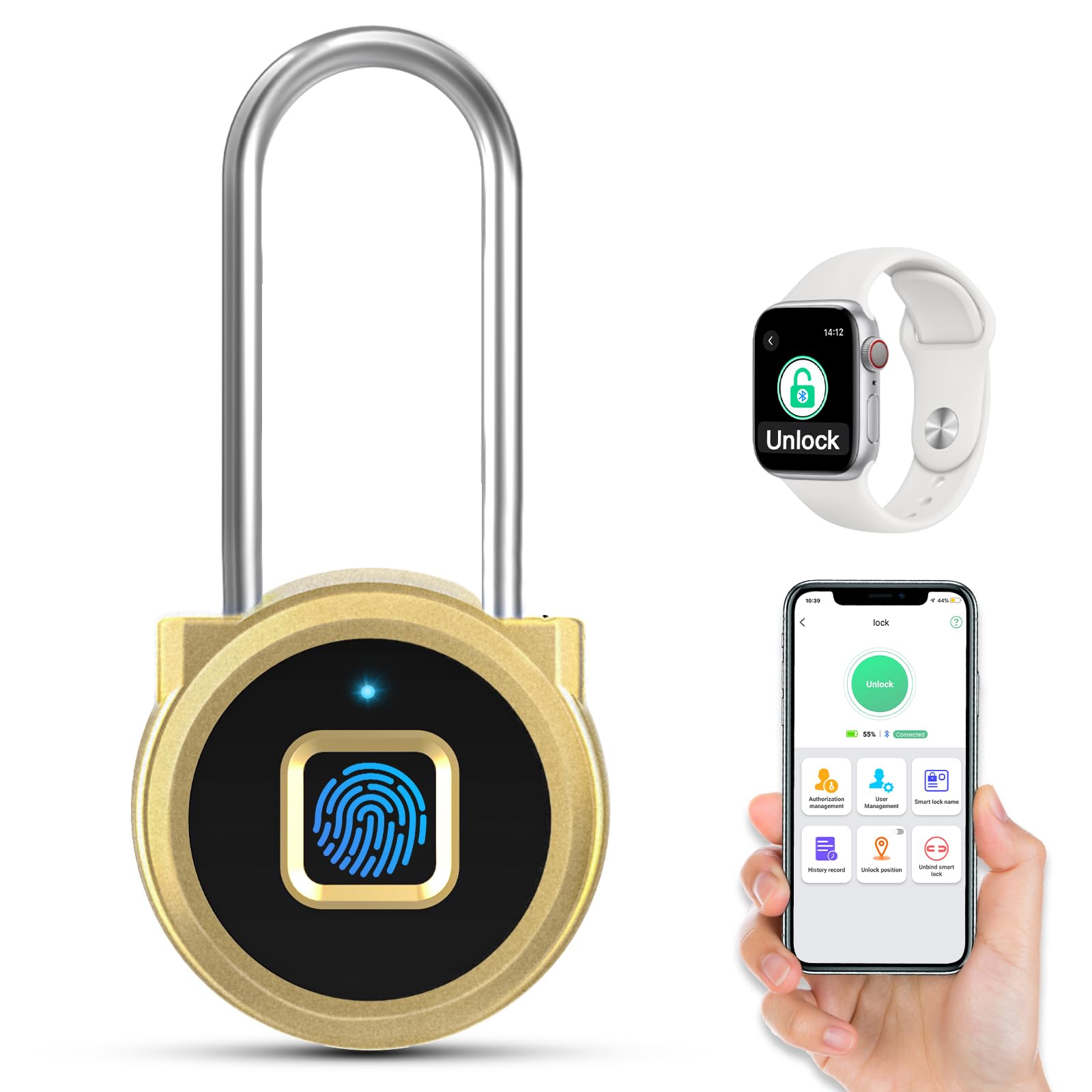 Fingerprint Padlock, Eseesmart Padlock Long